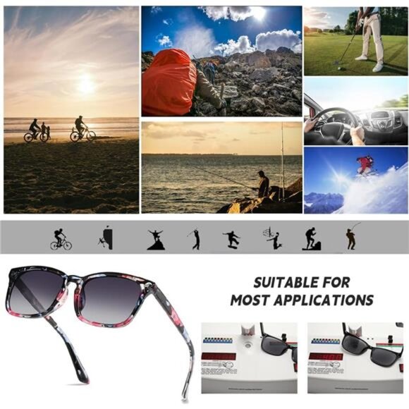 Polarized Sunglasses for Womens UV 400 Protection Retro Floral Design - Picture 5 of 7